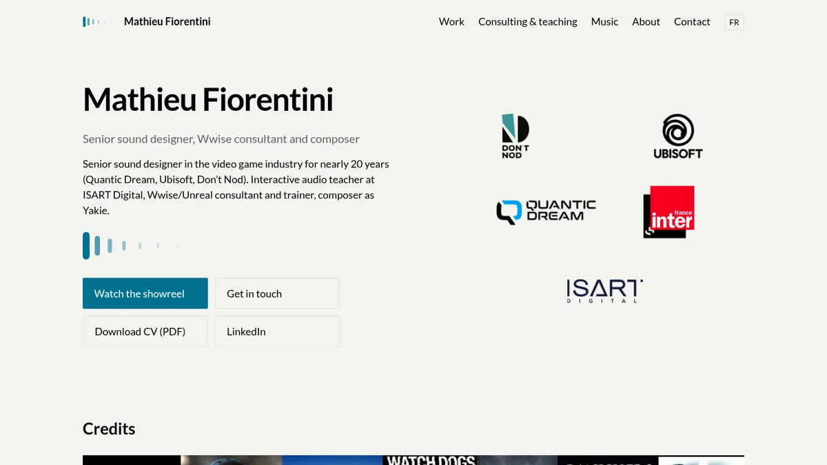 earlyreflect — Portfolio Sound Designer screenshot